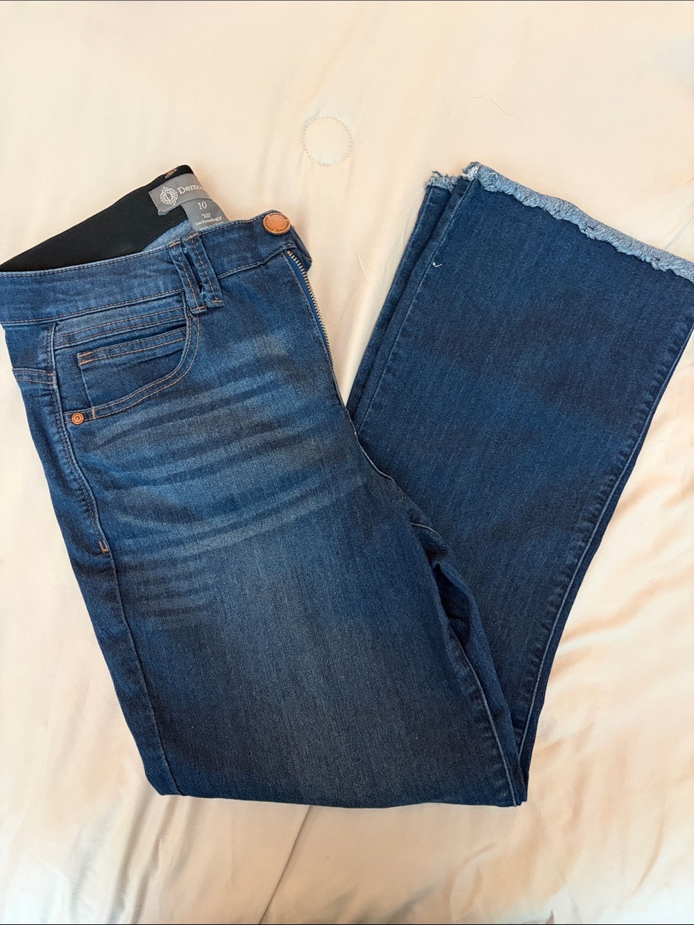 Democracy Dark Blue Wide Leg Jeans with Frayed Hem “AB” Technology